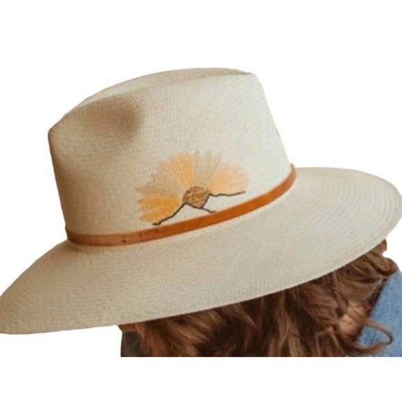 NEW FREYA women's embroidered natural straw hat in sunset - Picture 2 of 2